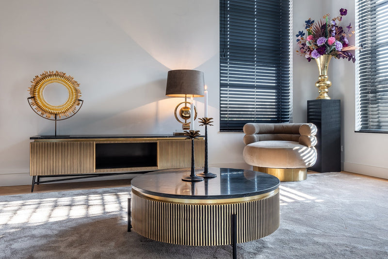 Richmond interiors TV Unit and Gold Coffee Table