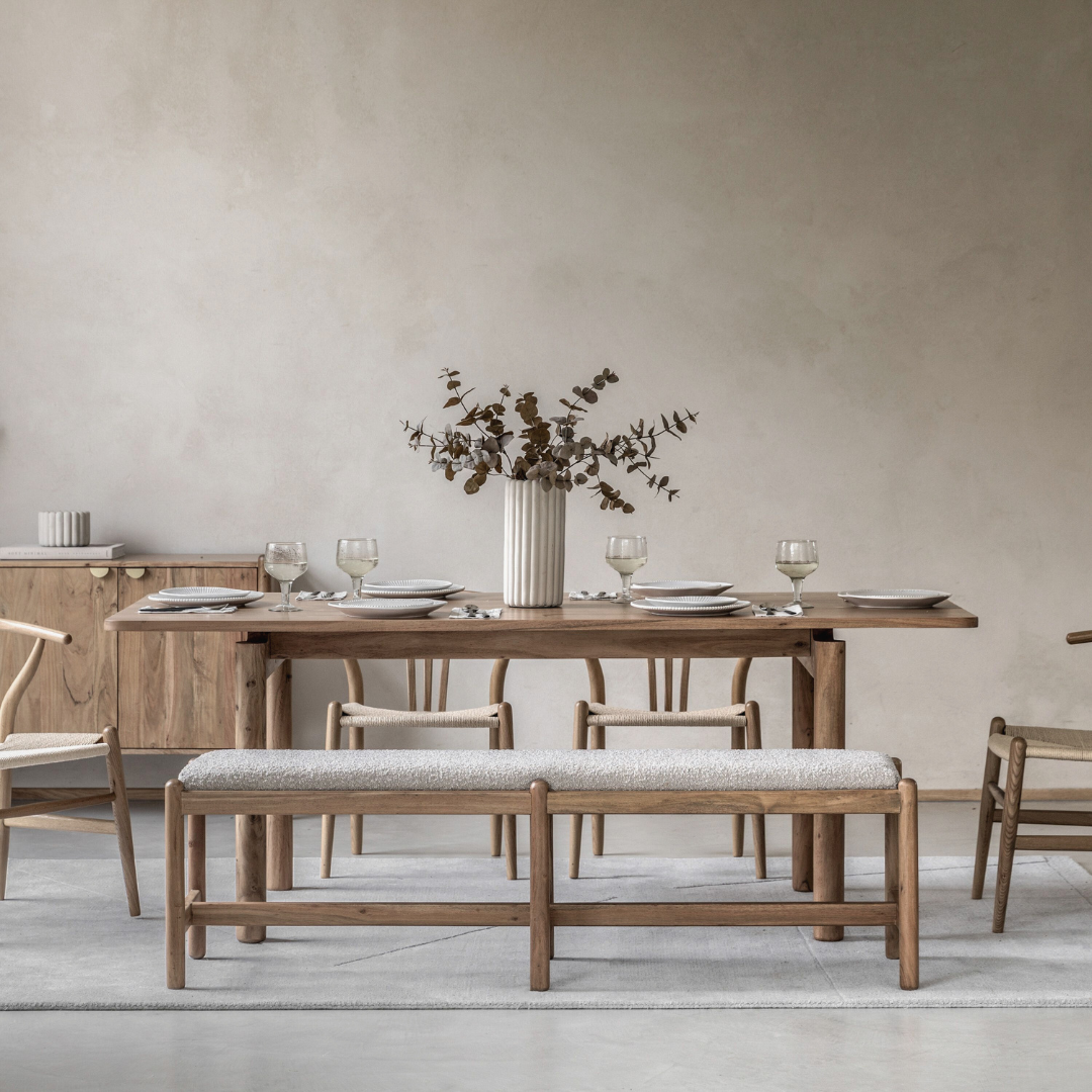 Calming Japandi dining space with Scandinavian furniture and Japanese accents