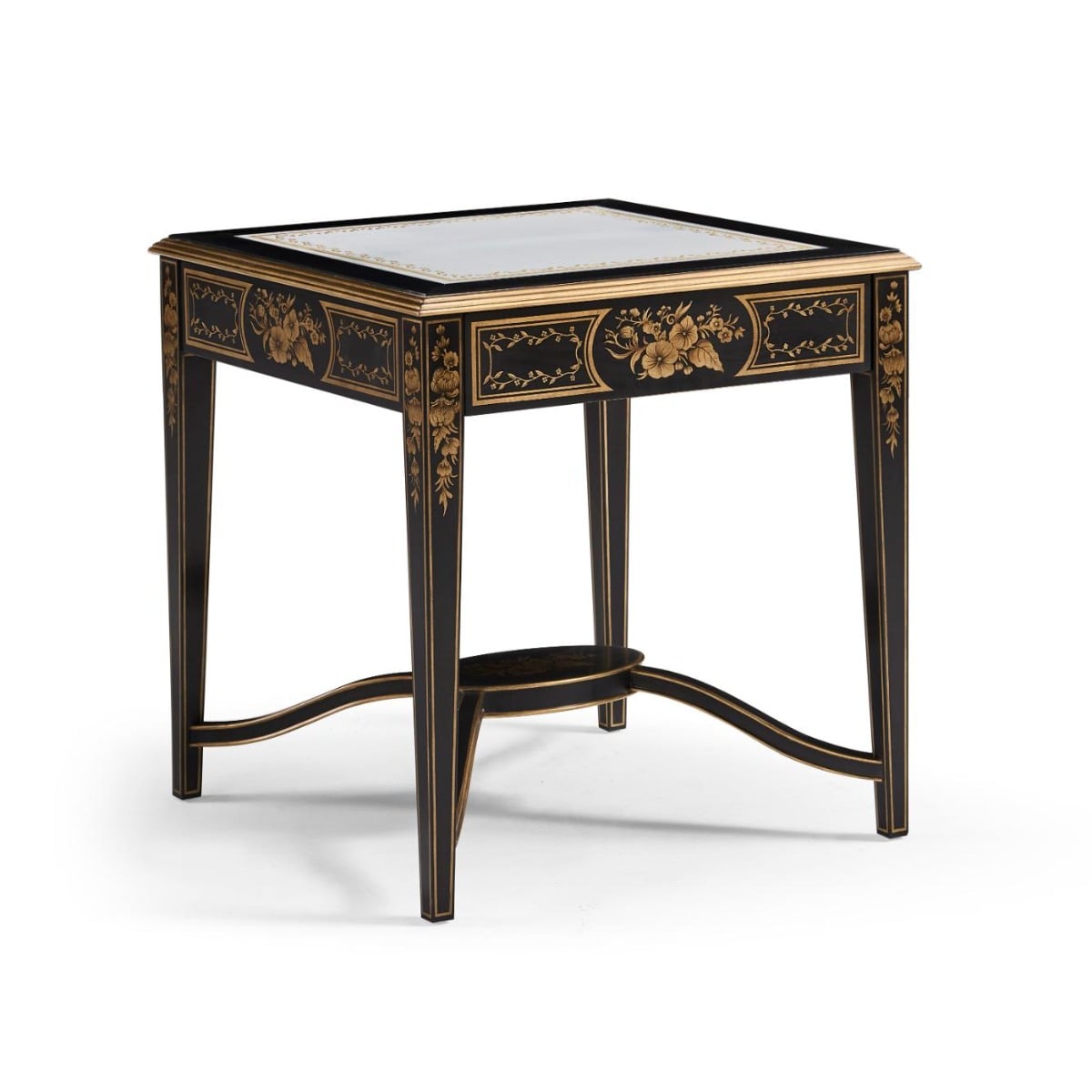 Black & Églomisé Square Side Table