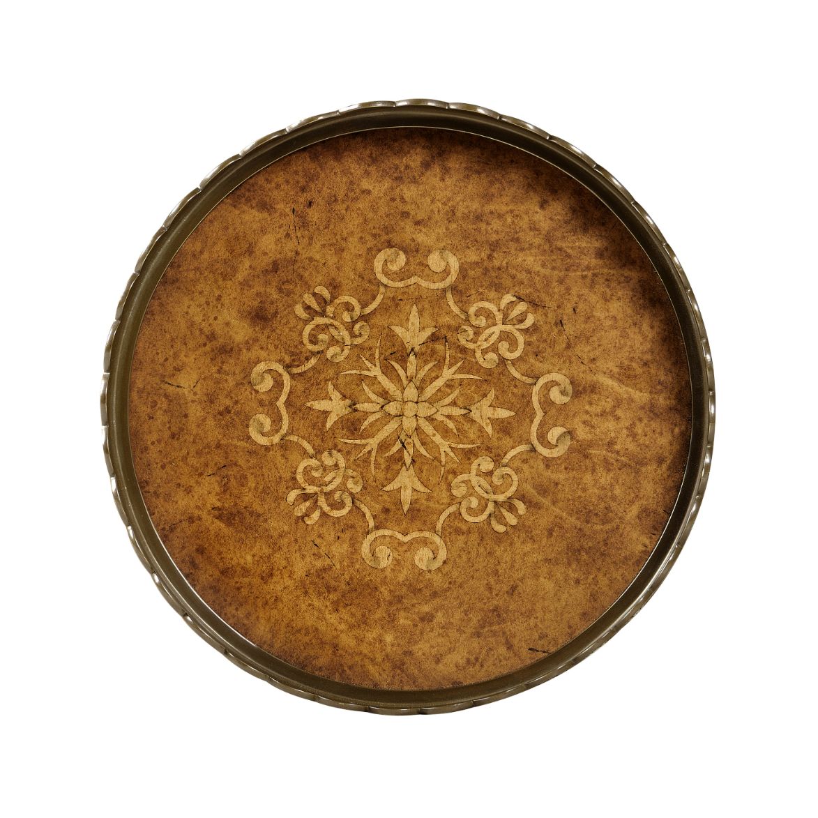Small Circular Seaweed Marquetry Tray