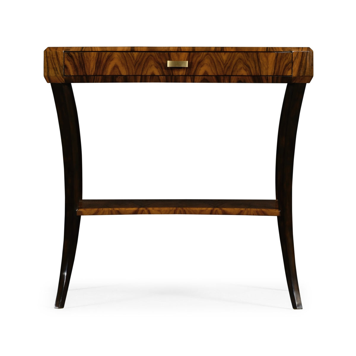 Art Deco Satin Rectangular Side Table with Drawer