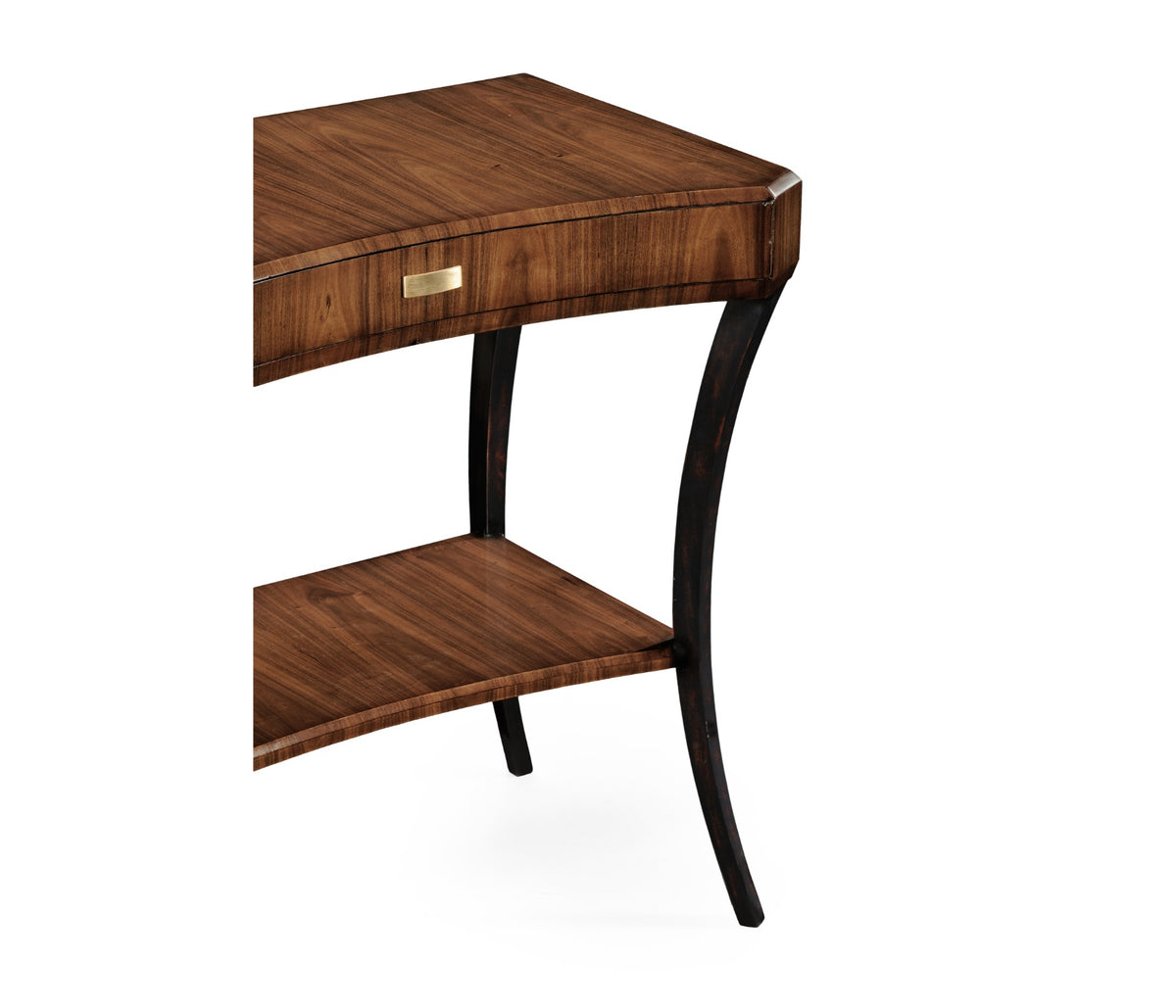 Art Deco Satin Rectangular Side Table with Drawer