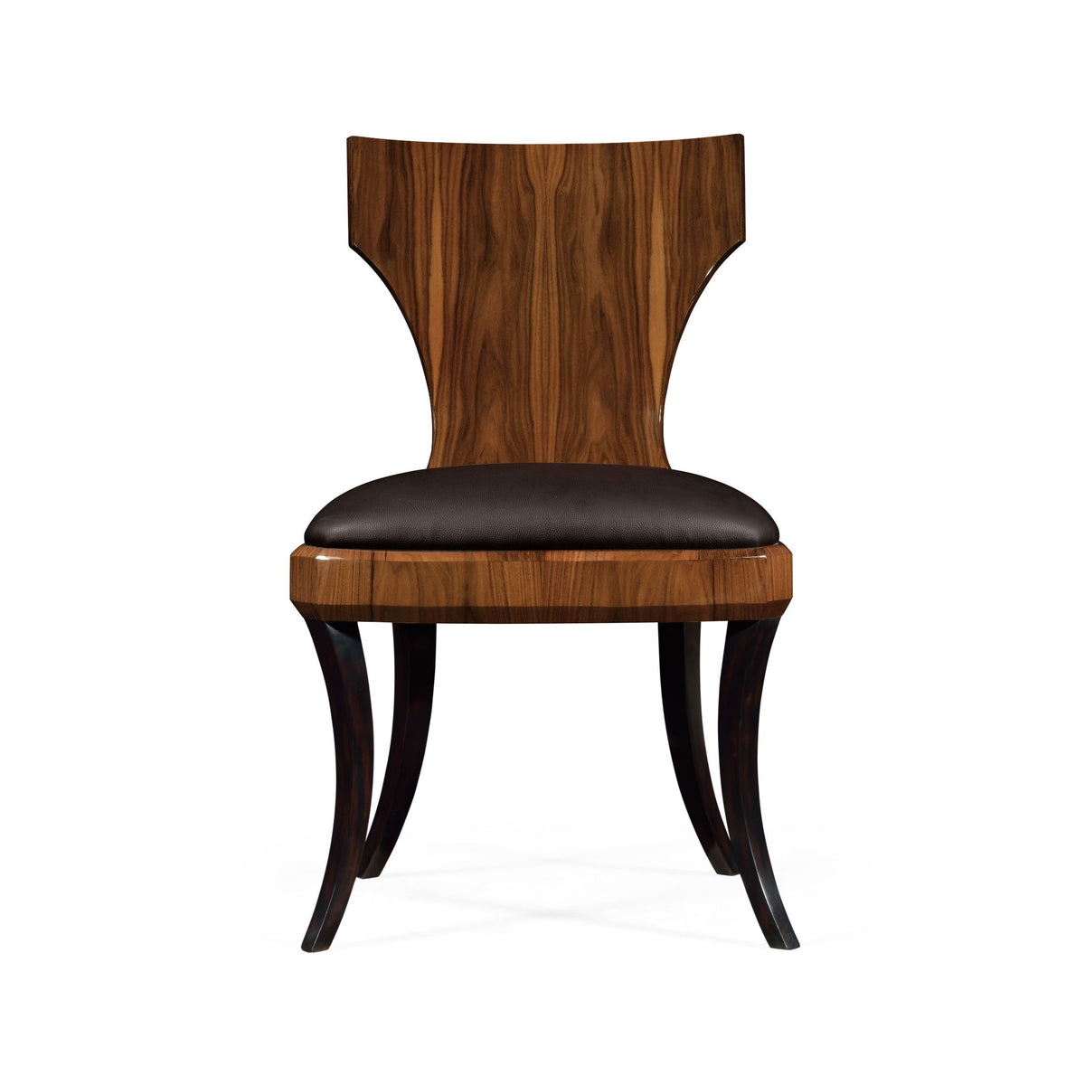 Dining Chair High Lustre Klismos in Brown Leather