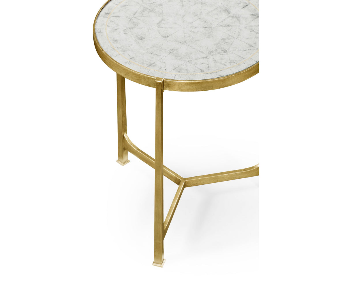 Round End Table Contemporary in Eglomise - Gilded.