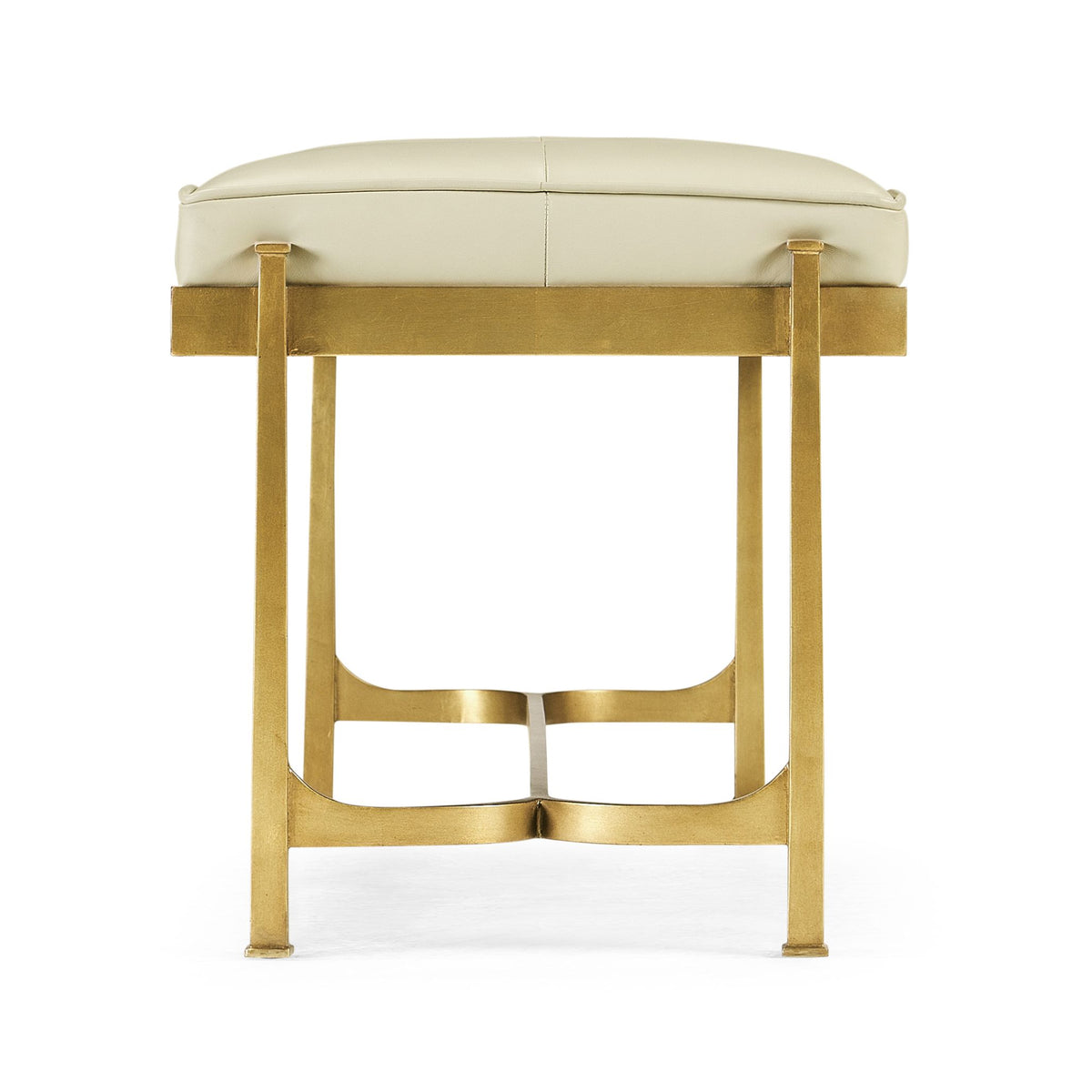Bench Contemporary in White Leather - Gilded