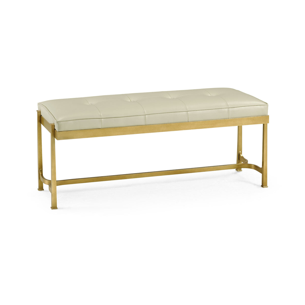 Bench Contemporary in White Leather - Gilded