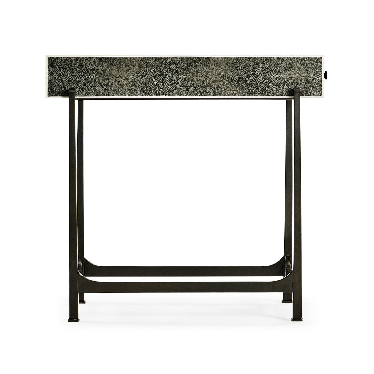 Side Table with Drawer Contemporary in Anthracite Shagreen - Bronze