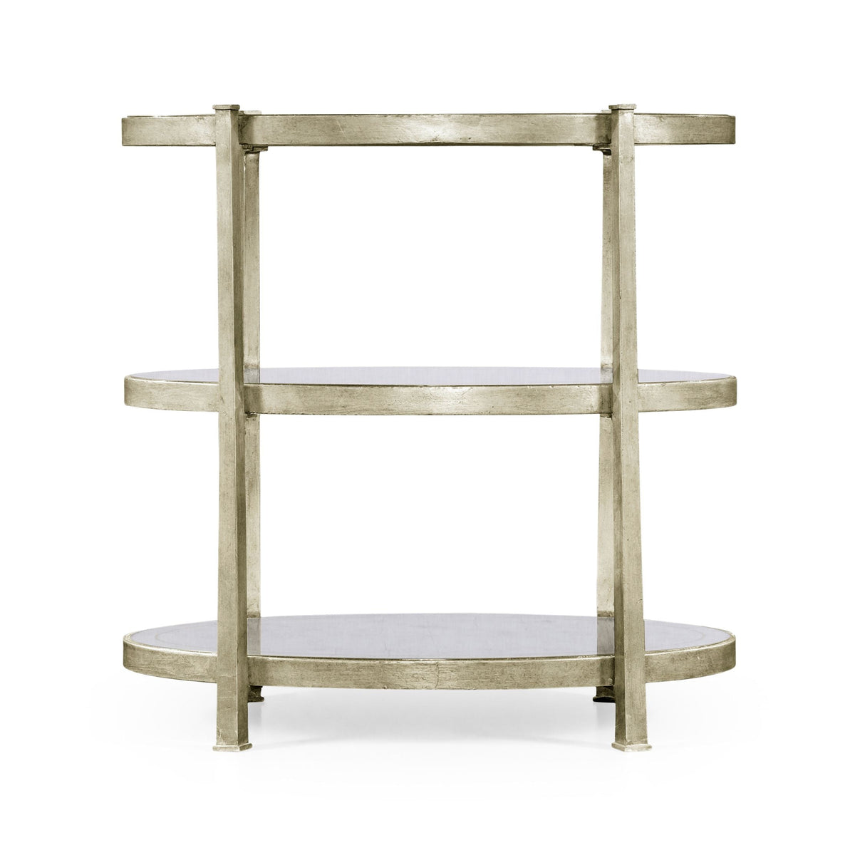 Small Oval Side Table Contemporary Three-Tier - Silver
