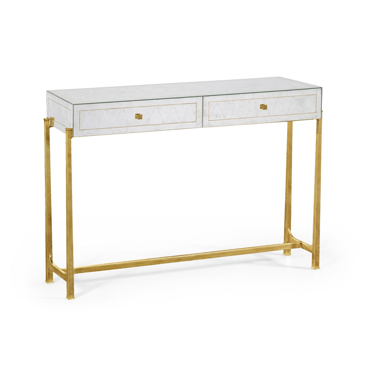 Console Table 1930s in Eglomise - Gilded Iron