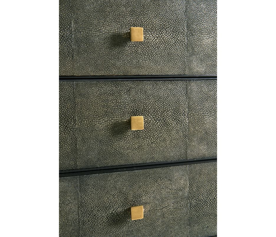 1930s Chest of Drawers in Anthracite Gilded Shagreen - Small
