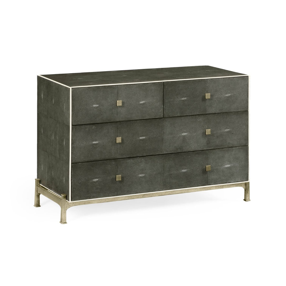 Large Chest of Drawers 1930s in Anthracite Shagreen - Silver