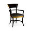 Dining Chair with Arms Modernist Stepped in Leather