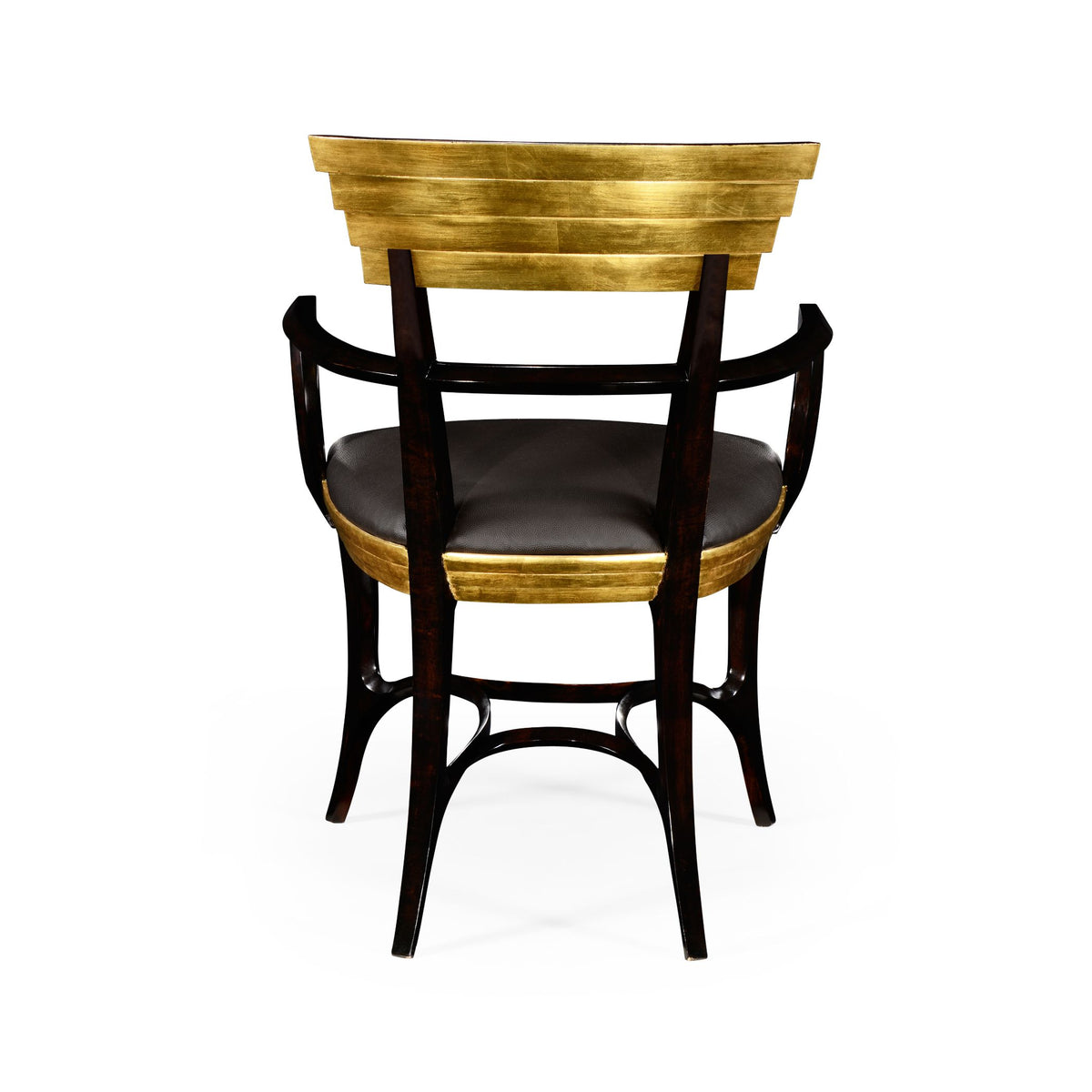 Dining Chair with Arms Modernist Stepped in Leather.