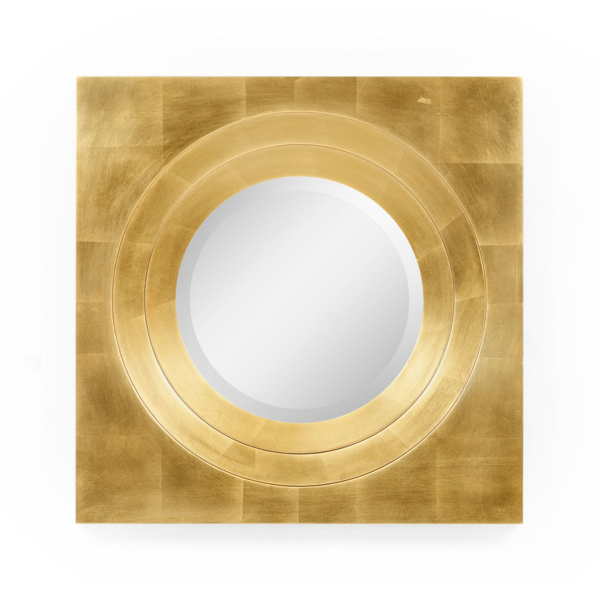 Round Mirror Contemporary with Square Frame - Gilded