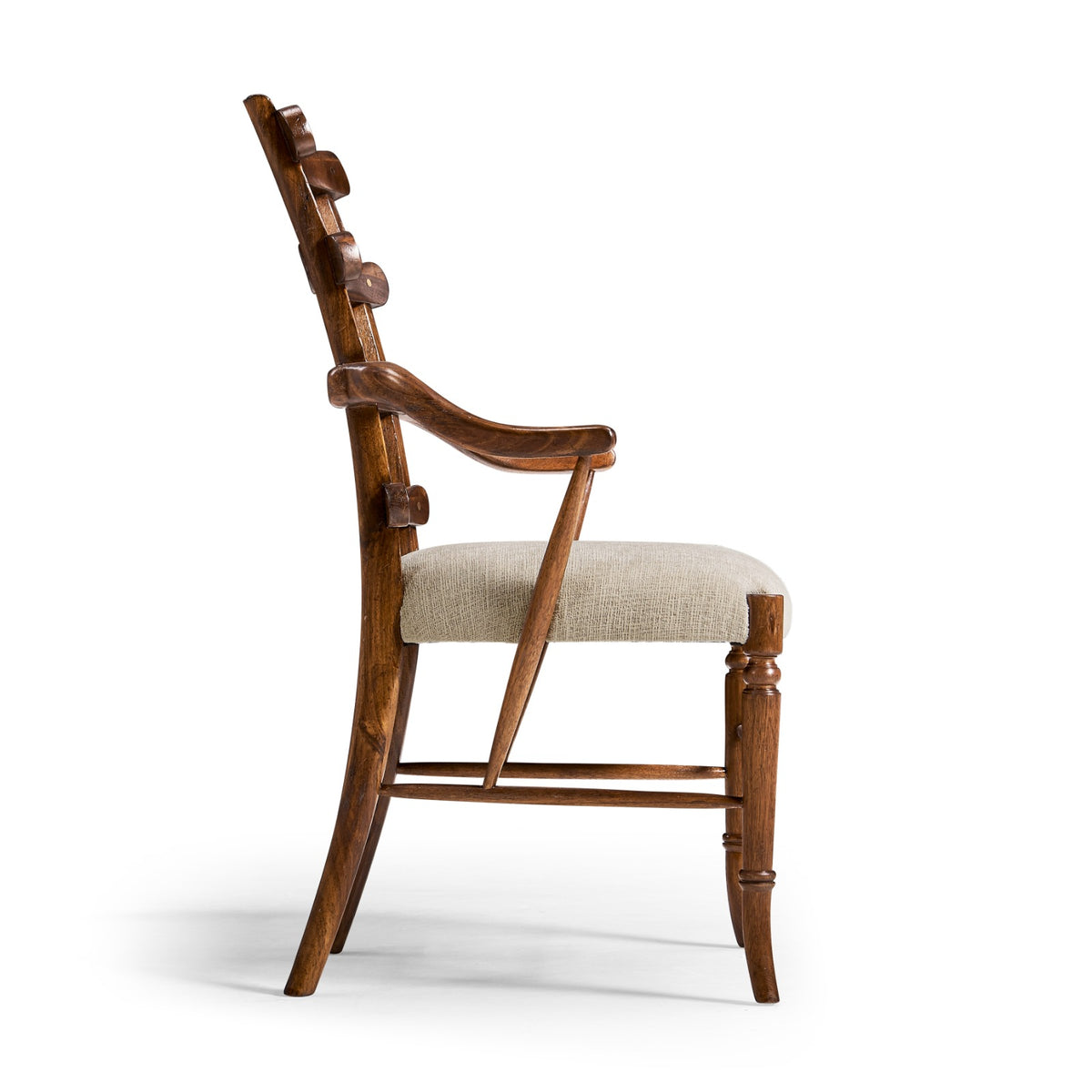 Walnut "Yoke" Ladderback Arm Chair in Shambala