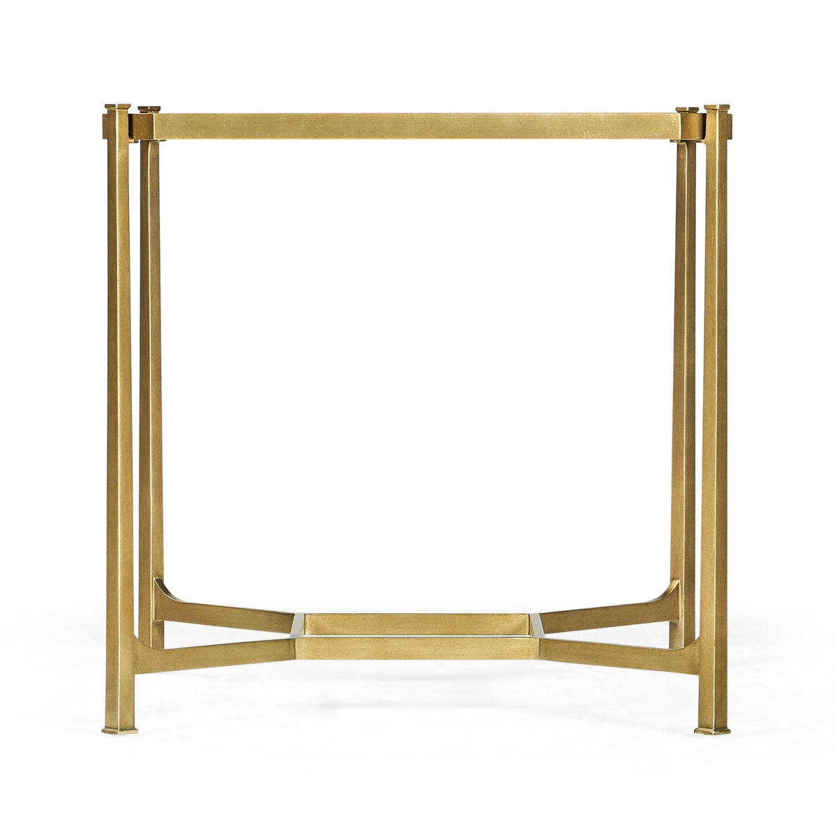 Square Side Table Contemporary with Glass Top - Gilded