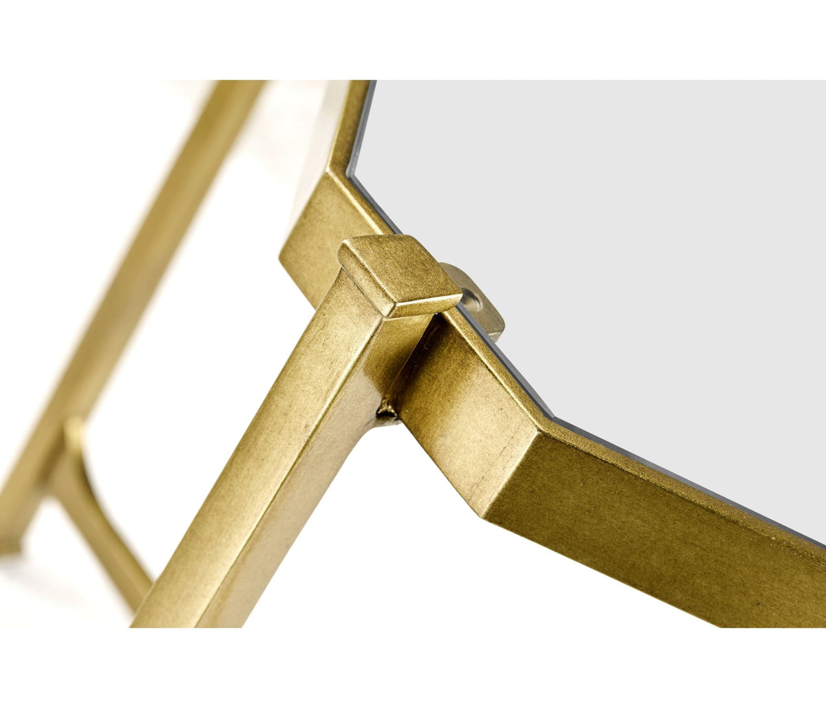 Square Side Table Contemporary with Glass Top - Gilded