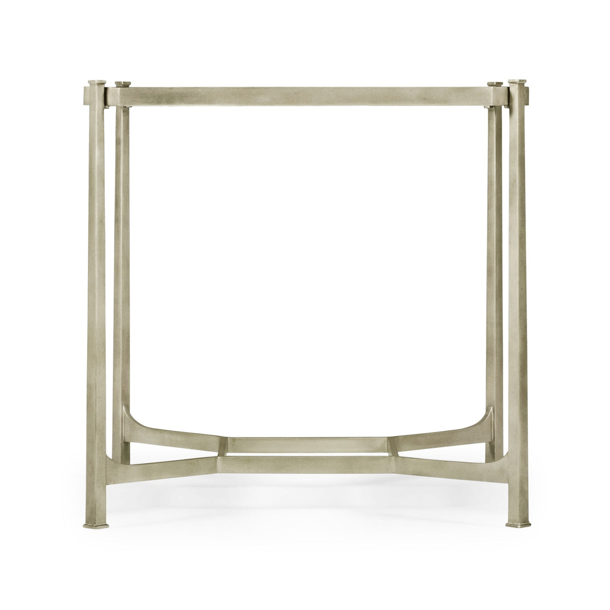 Square Side Table Contemporary with Glass Top - Silver