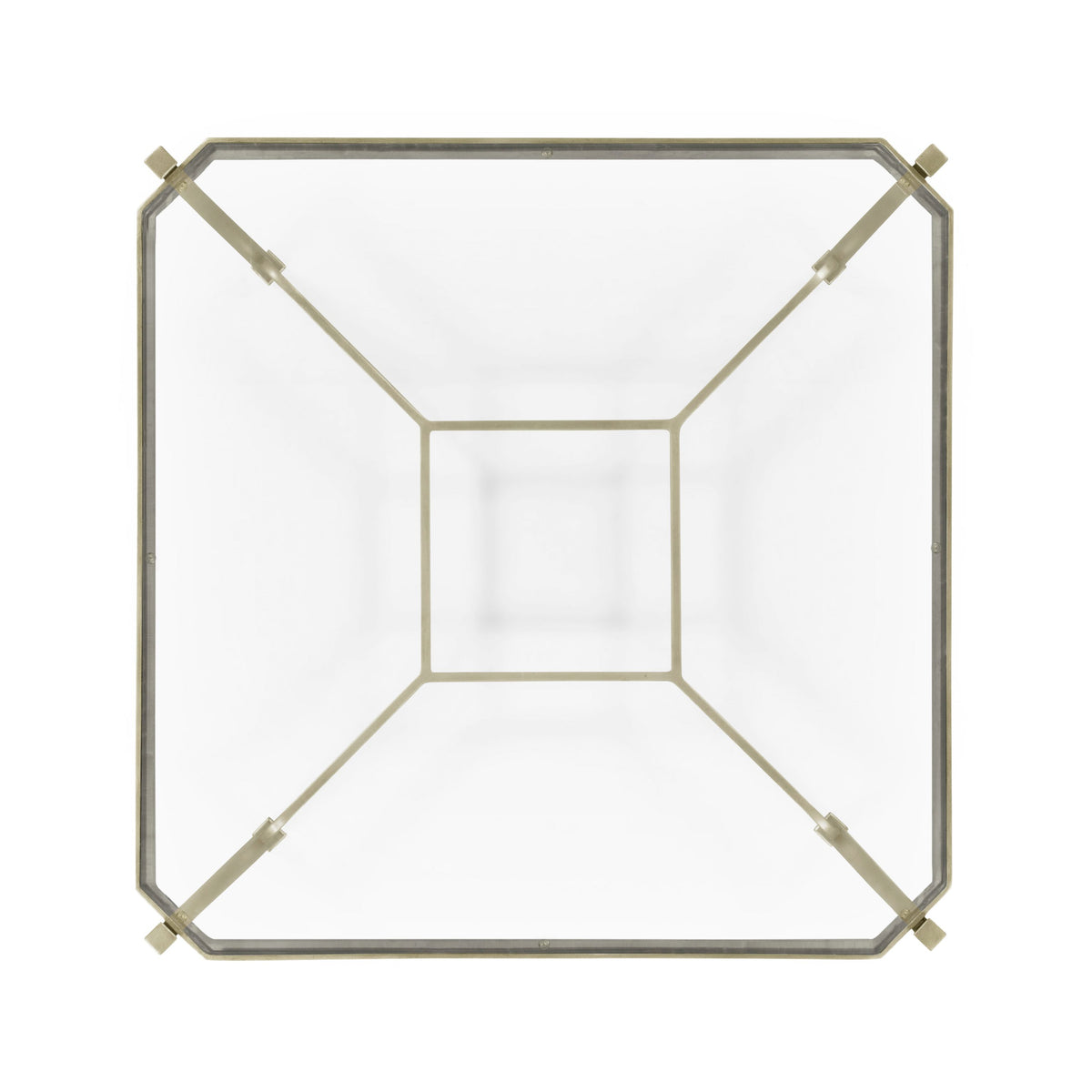 Square Side Table Contemporary with Glass Top - Silver
