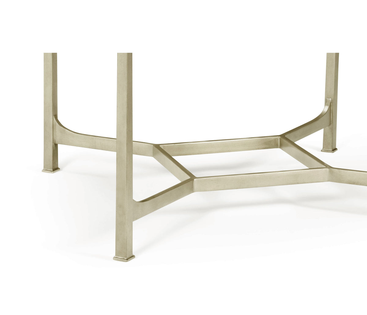 Square Side Table Contemporary with Glass Top - Silver
