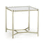 Square Side Table Contemporary with Glass Top - Silver