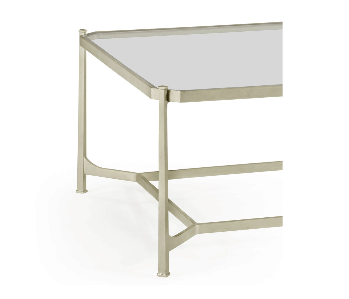 Coffee Table Contemporary with Glass Top - Silver