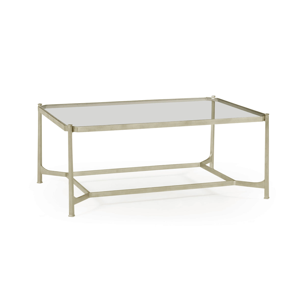 Coffee Table Contemporary with Glass Top - Silver