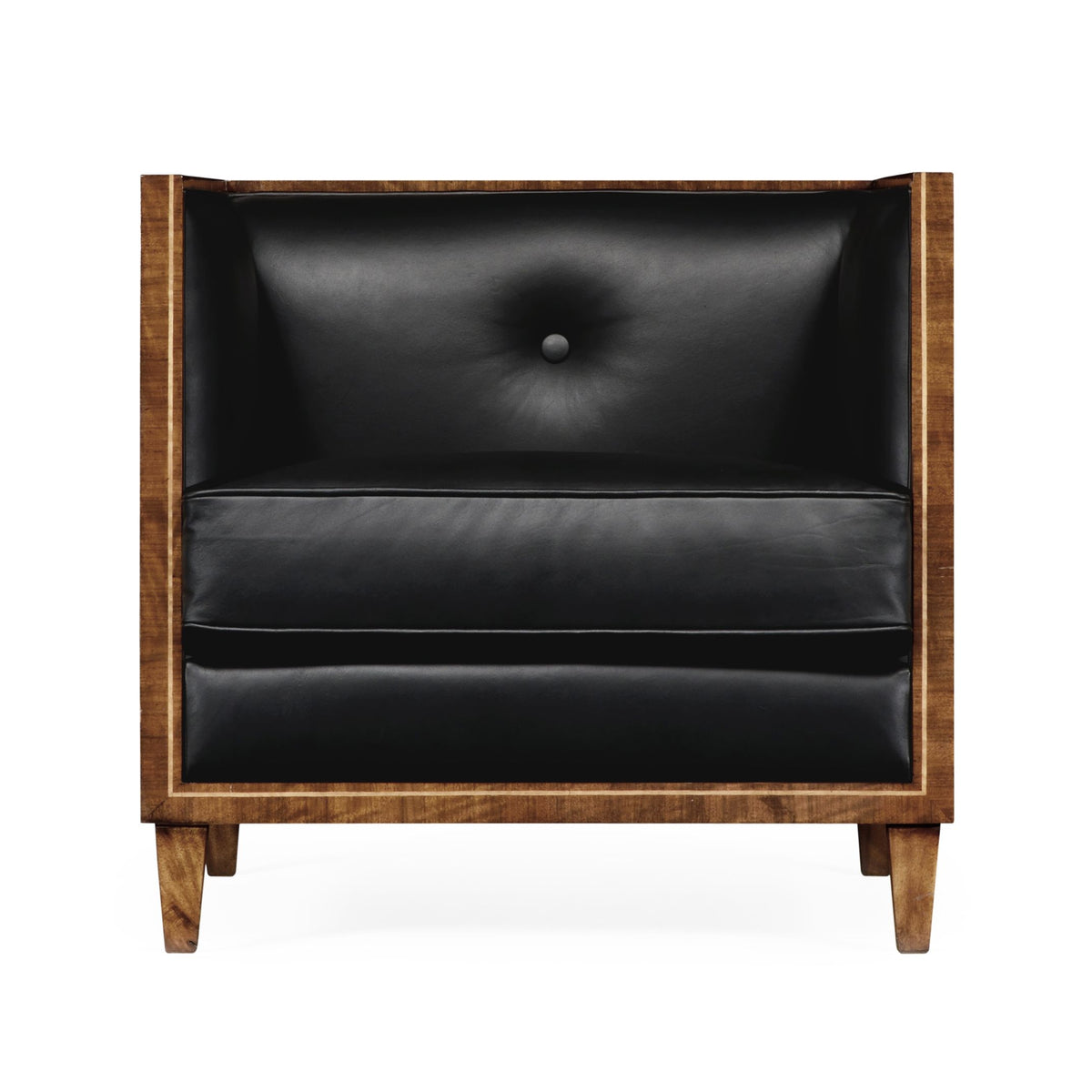 Club Chair Mid Century in Black Leather