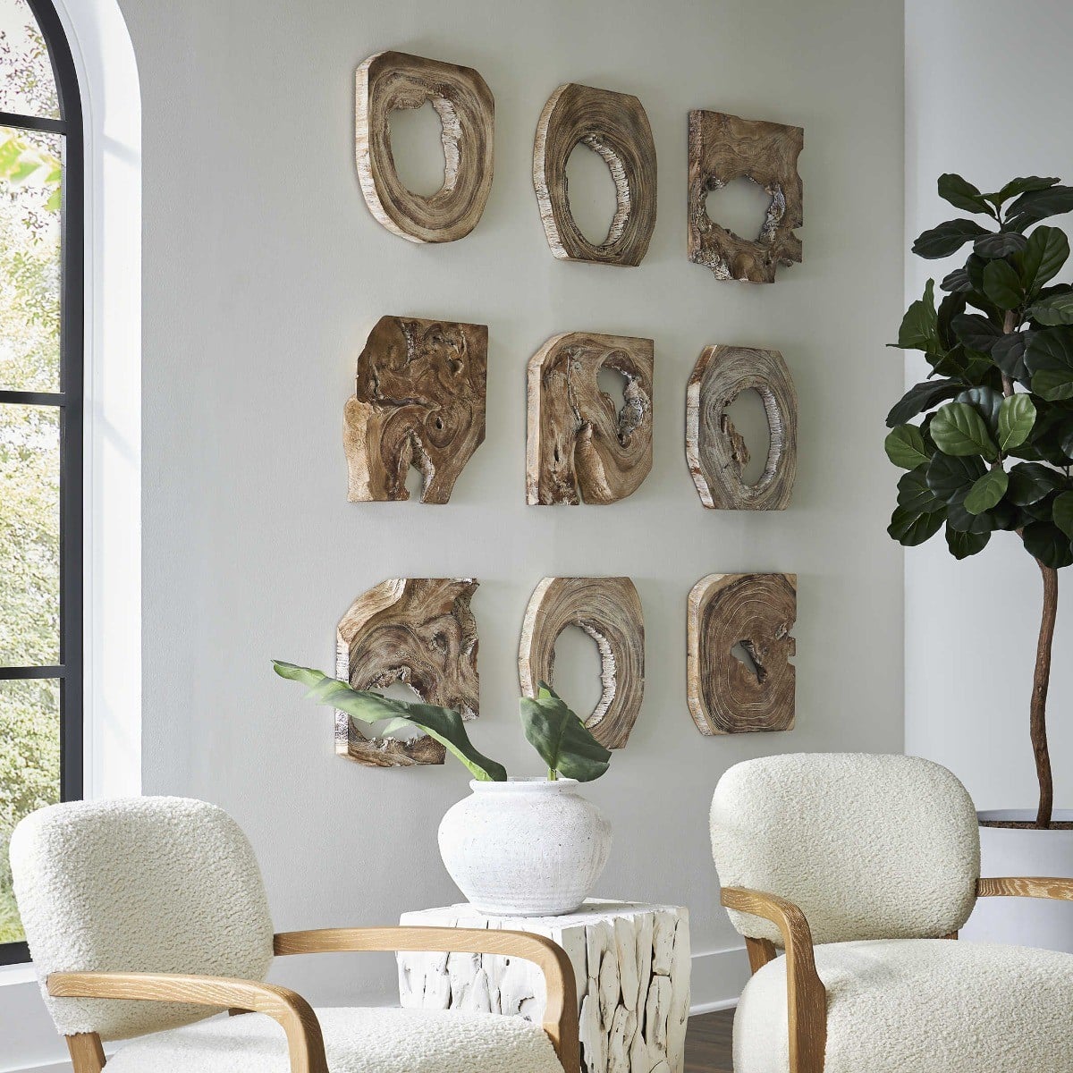 Bahati Wood Wall Art, S/9