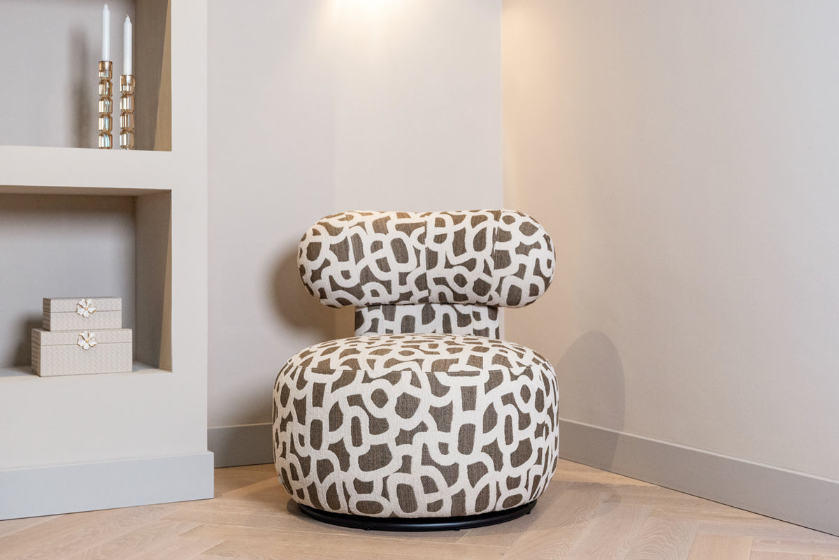 Lounge chair Kaya weave brown swivel