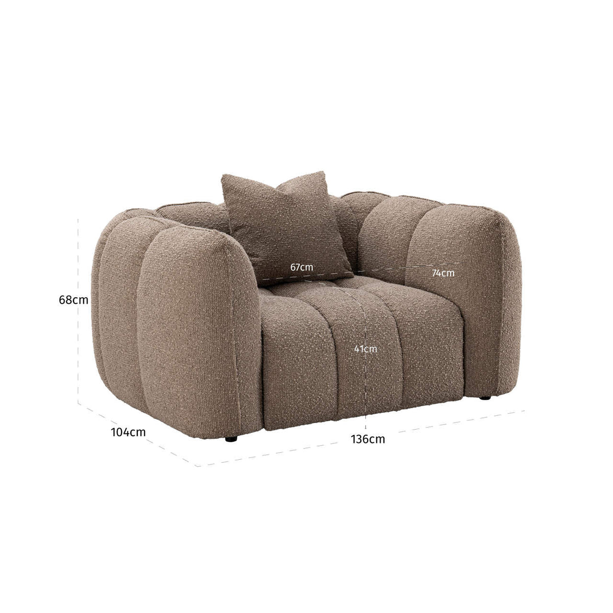 Lounge chair Hogan mocca chunky fire retardant