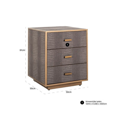 Nightstand Classio 3-drawers (Brushed Gold)