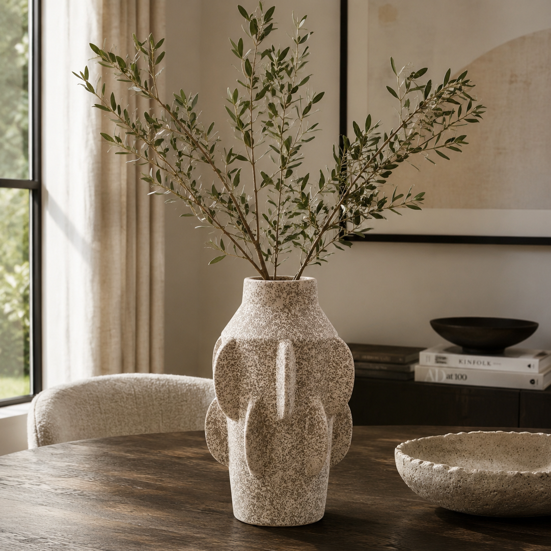 Sidra Large Cream Textured Vase