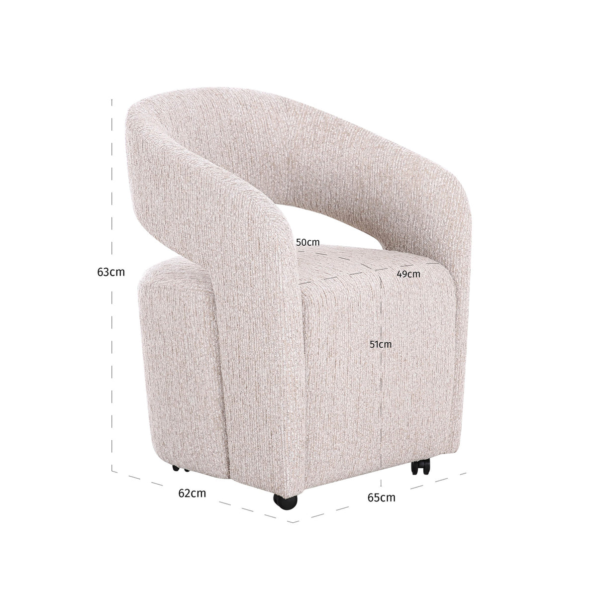 Dining chair Vixen natural linear with wheels
