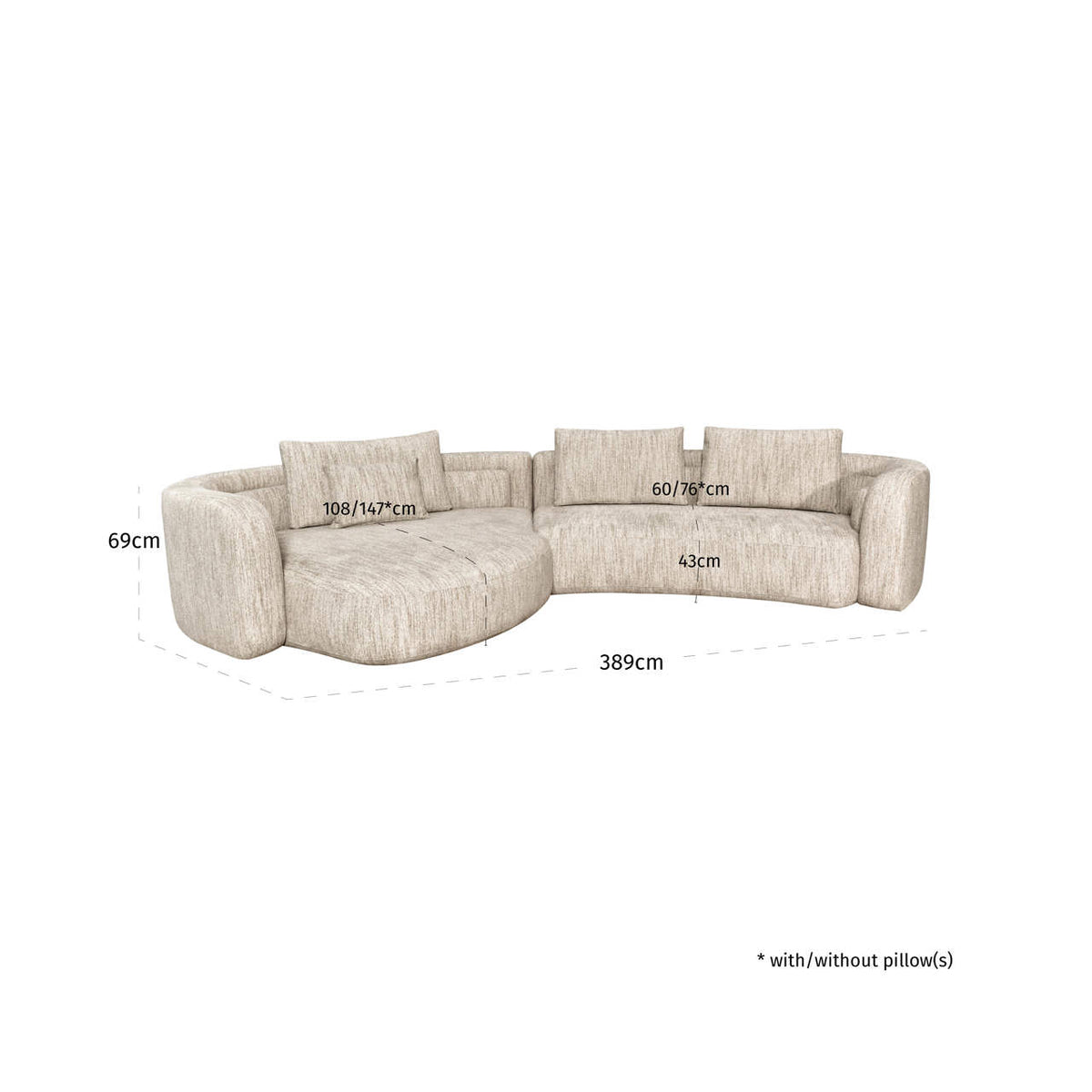 Sofa Angusto natural softweave lounge left