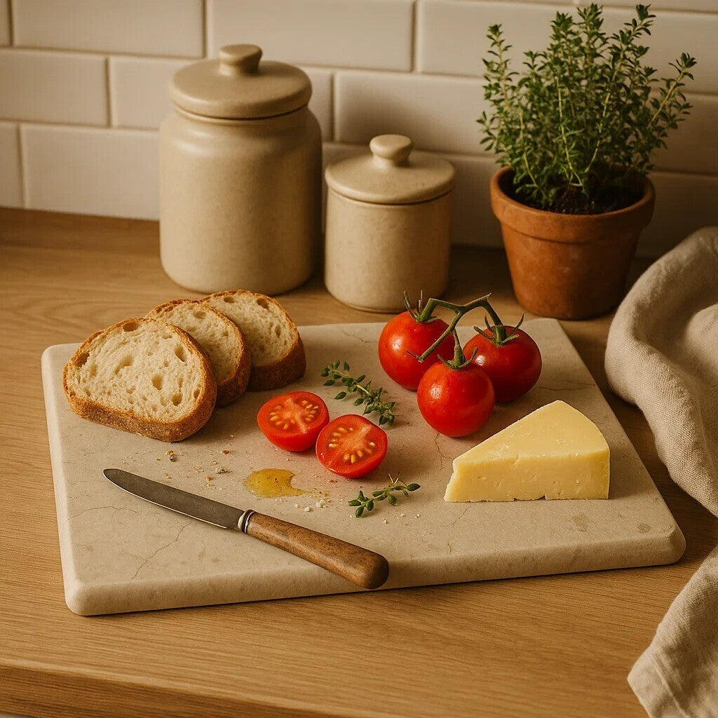 Himaya Champagne Marble Rectangular Chopping and Serving Board