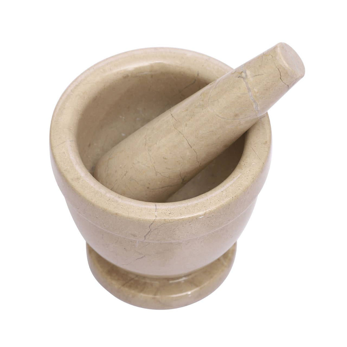 Himaya Champagne Marble Mortar and Pestle