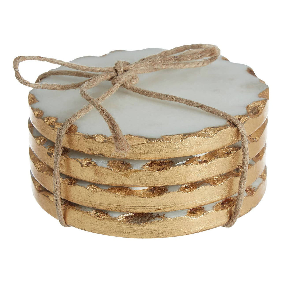 Empire Set Of 4 Round White Marble Coasters