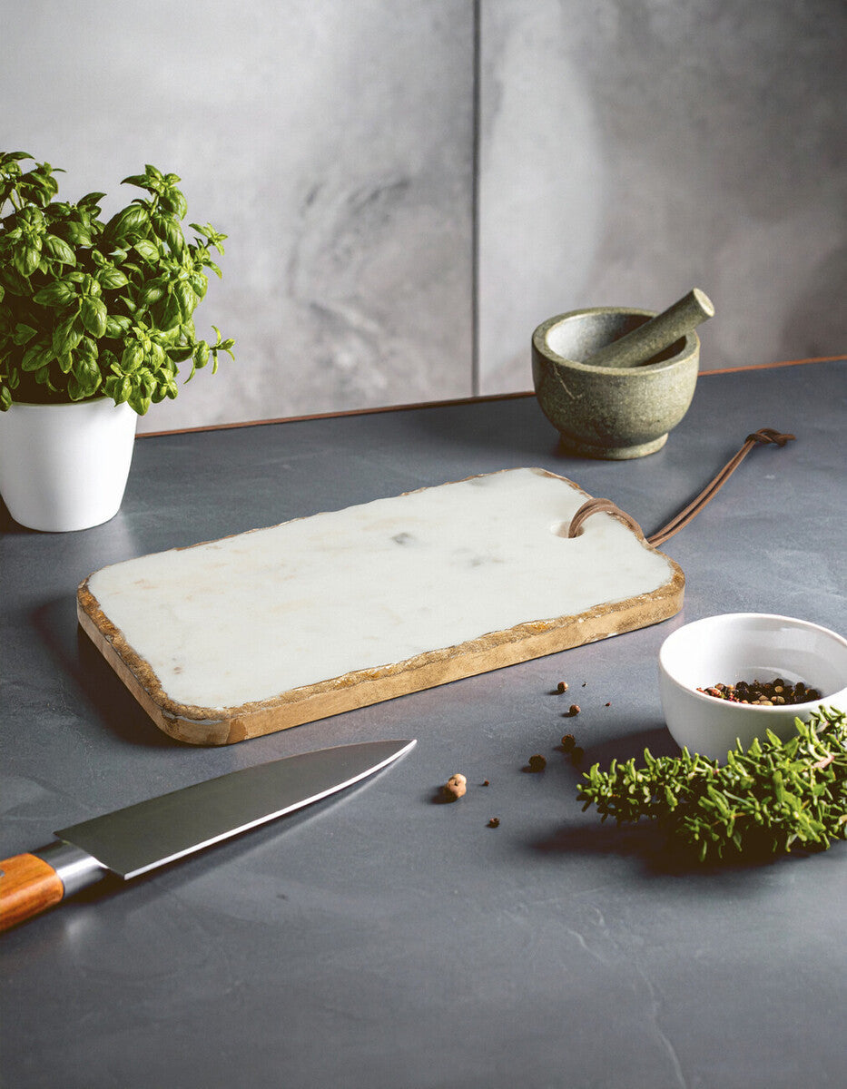 Empire White Marble Chopping and Serving Board with Gold Foil Detail