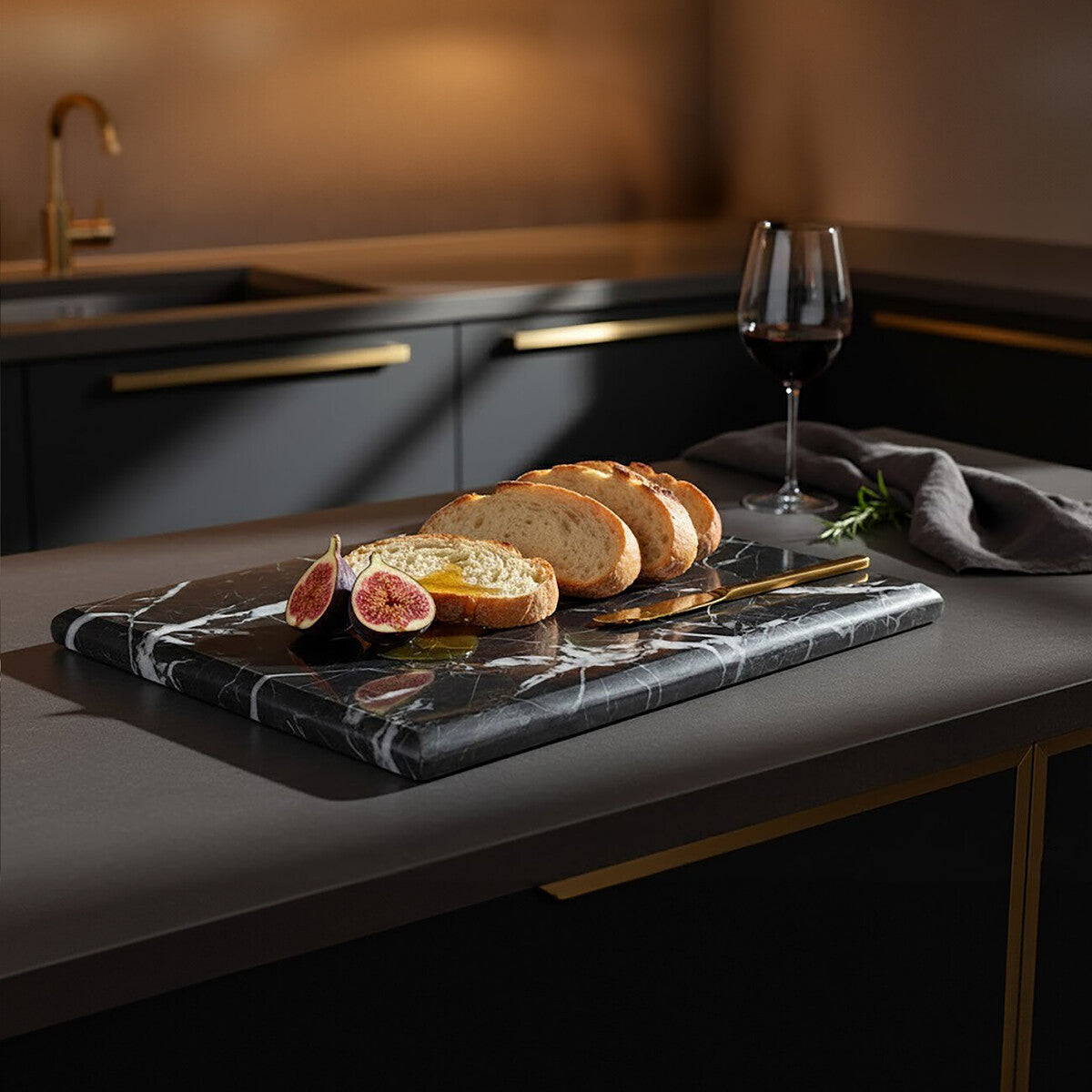 Marmore Black and Gold Marble Chopping and Serving Board