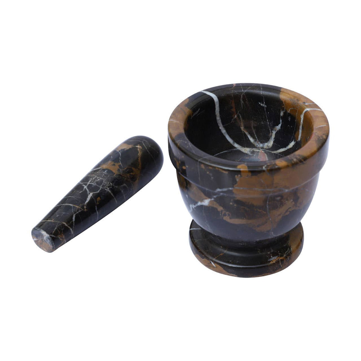 Marmore Black and Gold Marble Mortar and Pestle