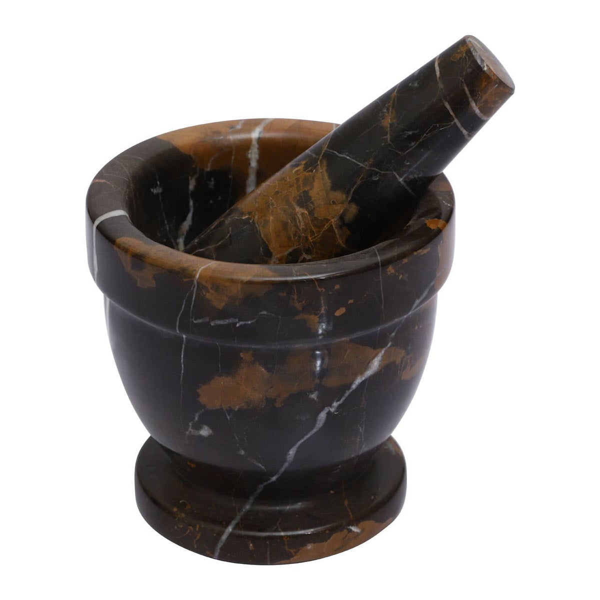 Marmore Black and Gold Marble Mortar and Pestle