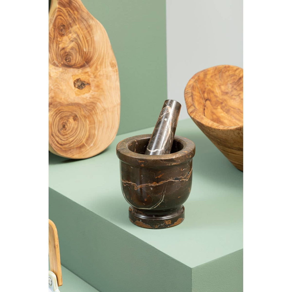 Marmore Black and Gold Marble Mortar and Pestle