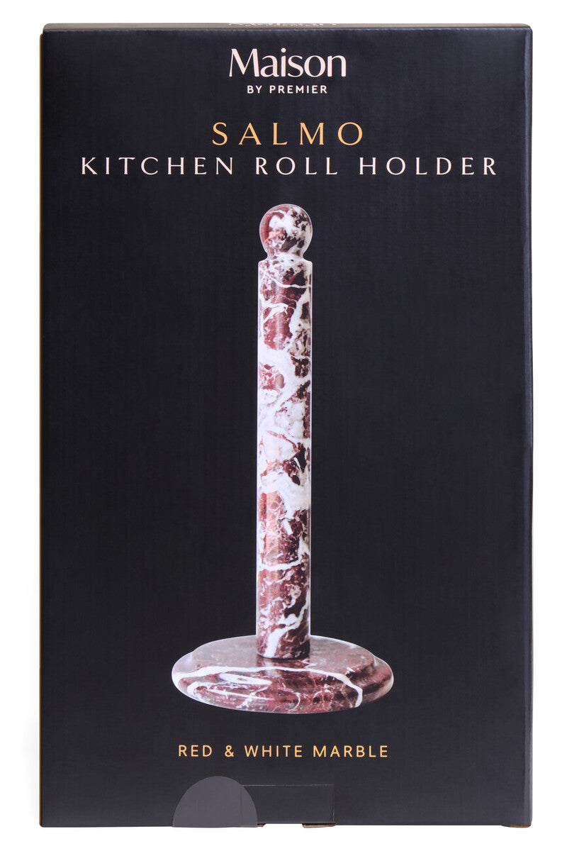 Salmo Red and White Marble Kitchen Roll Holder