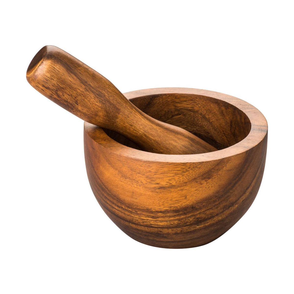 Kora Acacia Wood Round Mortar and Pestle