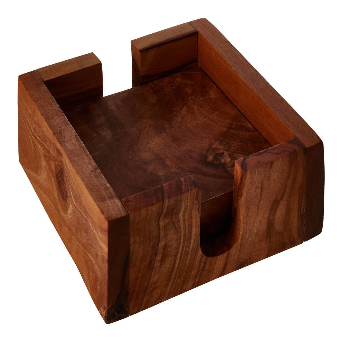 Kora Set of 4 Olive Wood Square Coasters
