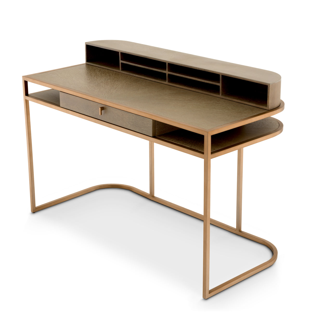 Eichholtz Living Desk Highland - Oak Veneer & Brushed Brass House of Isabella UK
