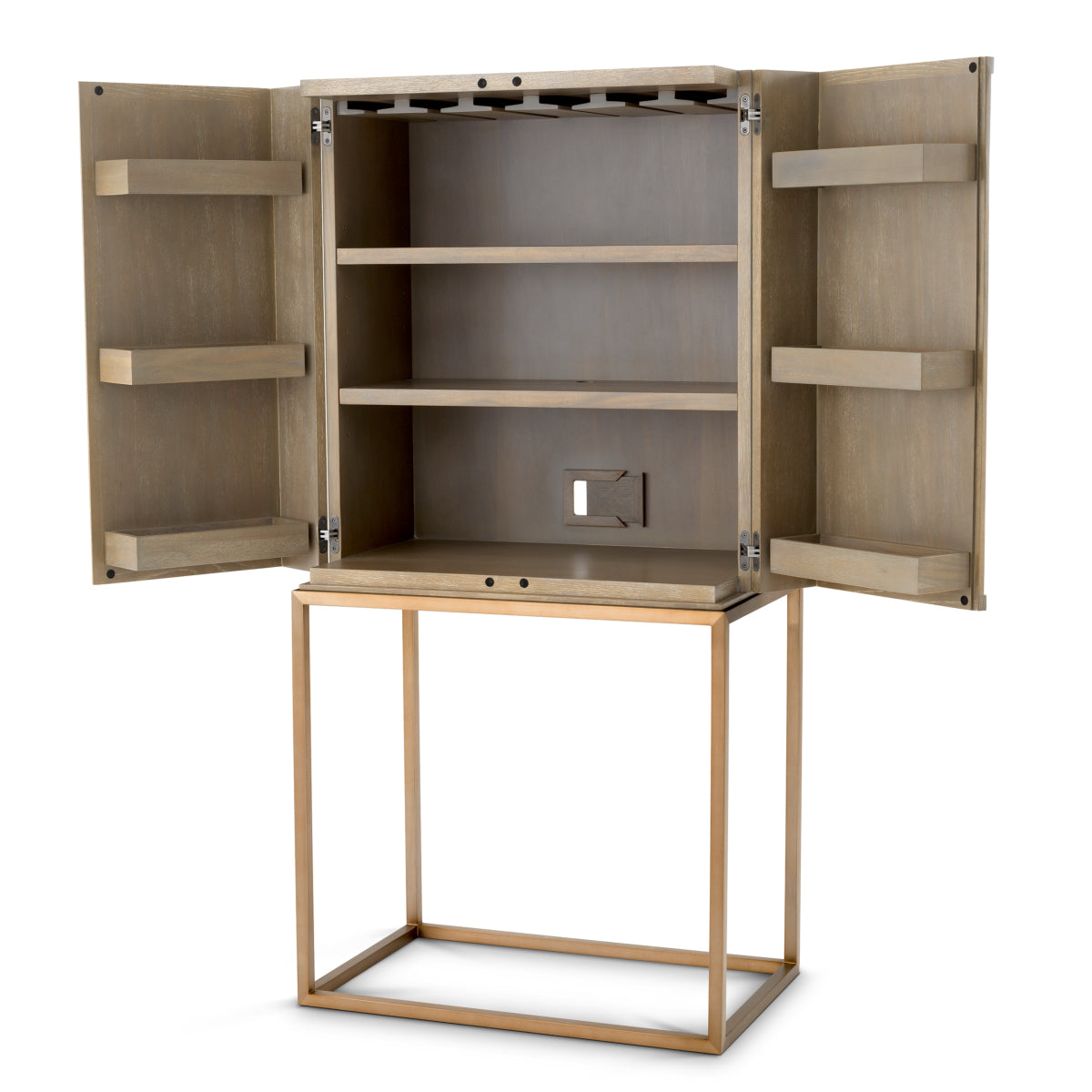 Eichholtz Dining Wine Cabinet Highland Oak & Brass House of Isabella UK