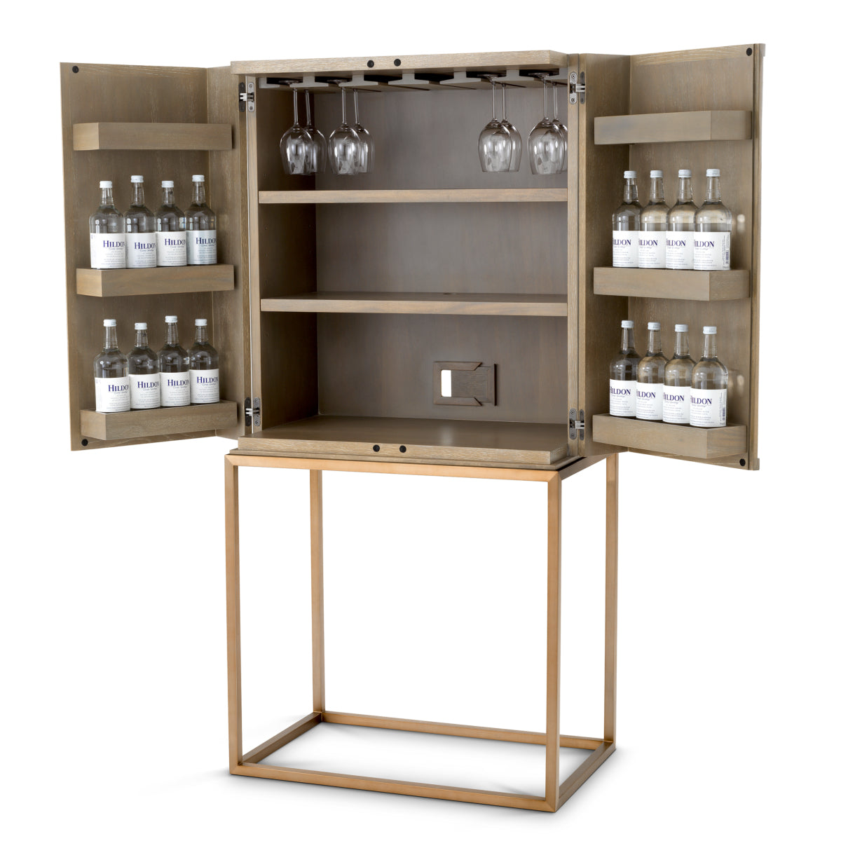 Eichholtz Dining Wine Cabinet Highland Oak & Brass House of Isabella UK