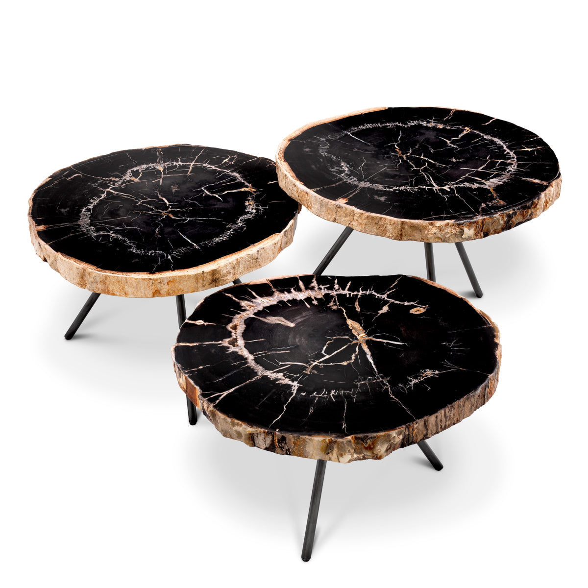 Eichholtz Living Coffee Table De Soto - Dark Range with Black Legs - Set of 3 House of Isabella UK